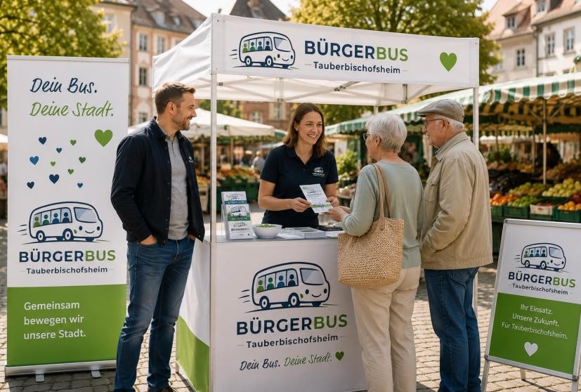 Infostand Bürgerbus auf dem Marktplatz