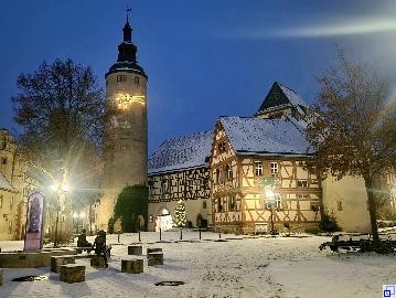 abendliche Adventsstimmung auf dem Schlossplatz in Tauberbischofsheim